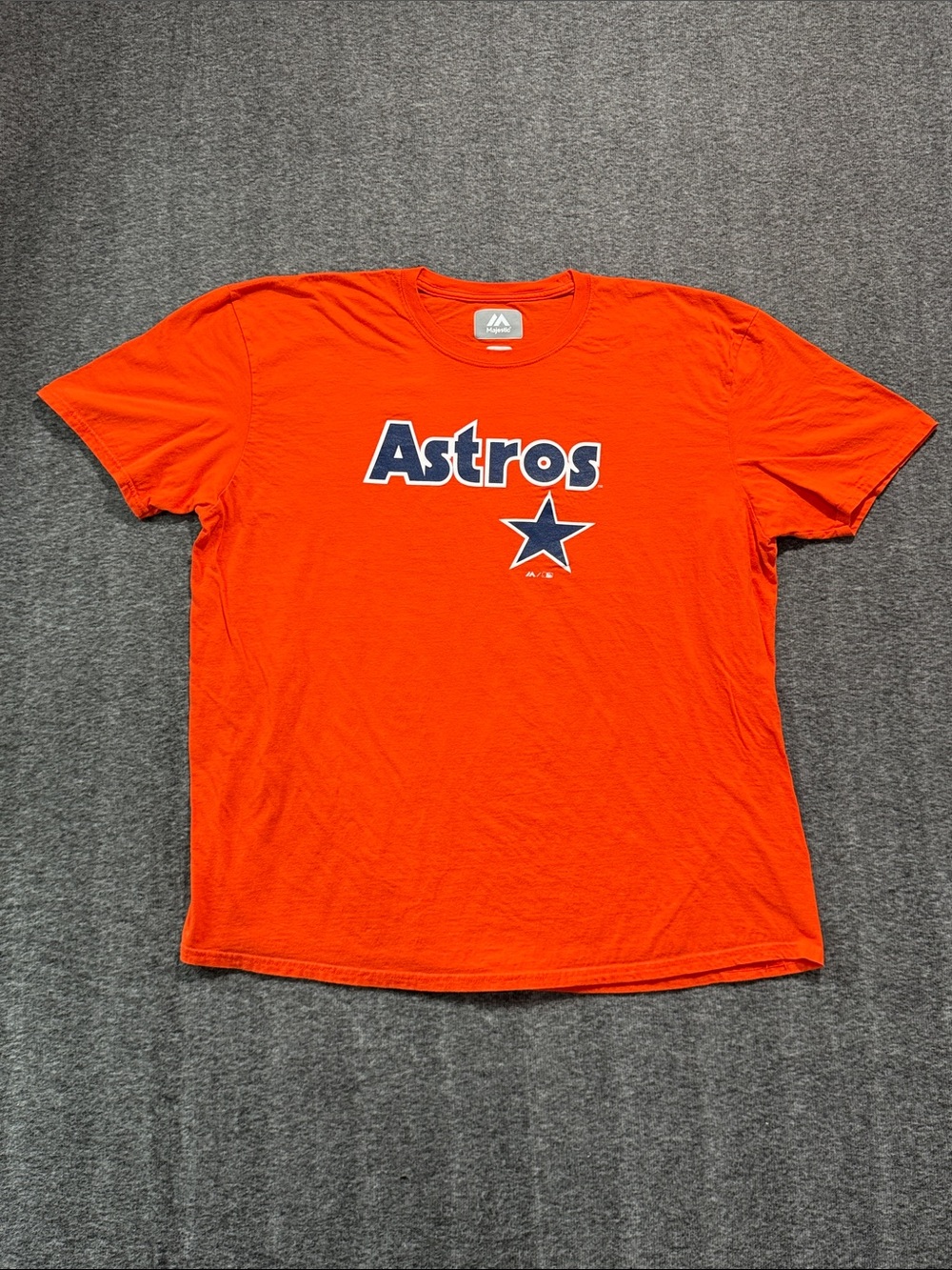 Majestic Orange Astros Graphic Tee with Navy Logo Size 2XL